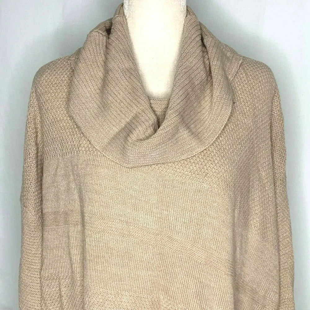 Westbound Cowl Neck Sweater 3X Tan Graham Cracker